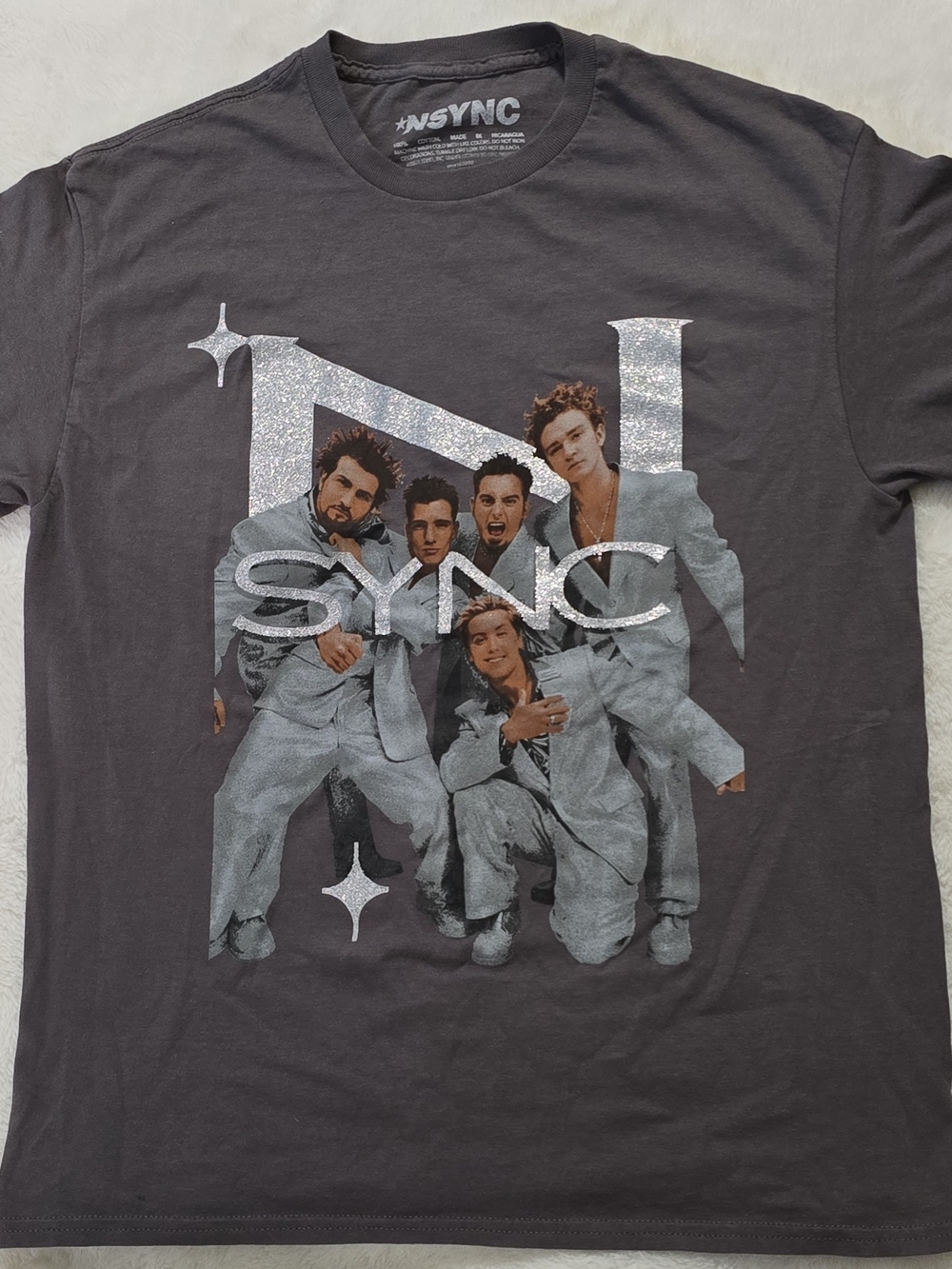 Vintage Style *NSYNC Boy Band Graphic Tee Charcoal Gray Cotton T-Shirt